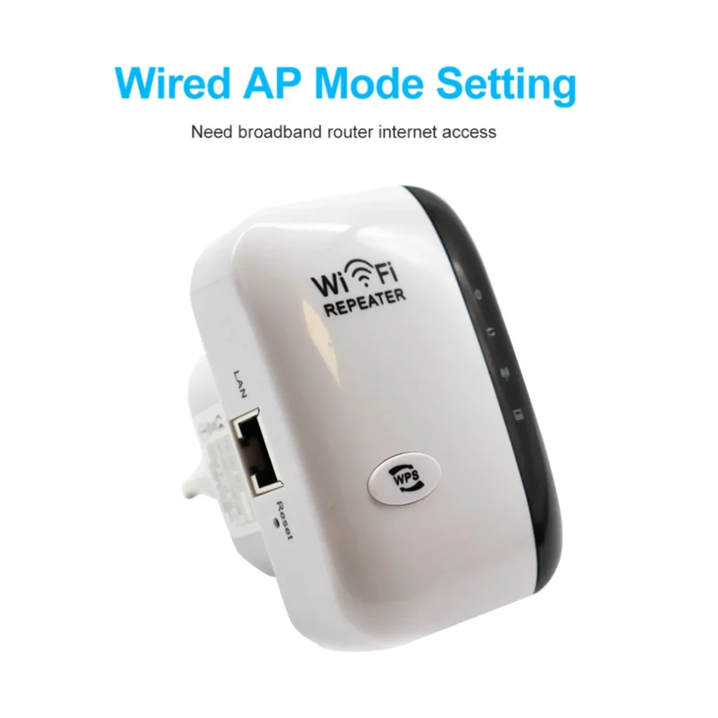 WiFi signal repeater, expands wireless coverage, boosts home and office network signal strength, compatible with multiple devices.